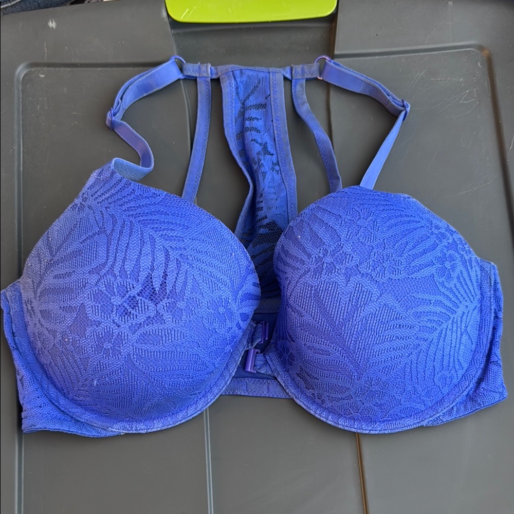 Victoria’s Secret PINK Blue Lace Women's Racerback Bra 34DD